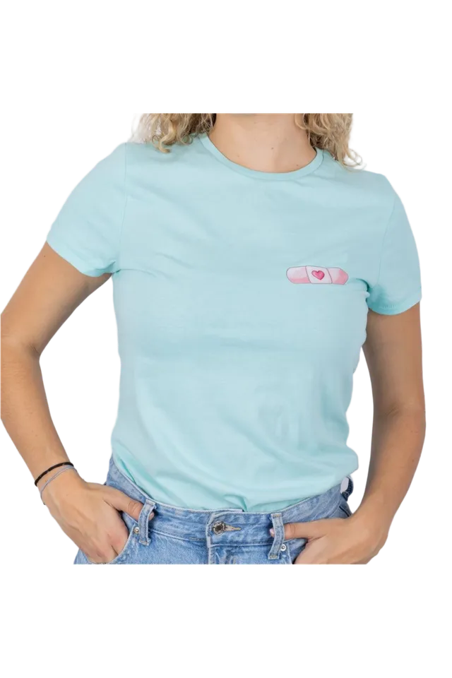 Enfermania Ropa t-shirt femme aqua pansement coton bio M