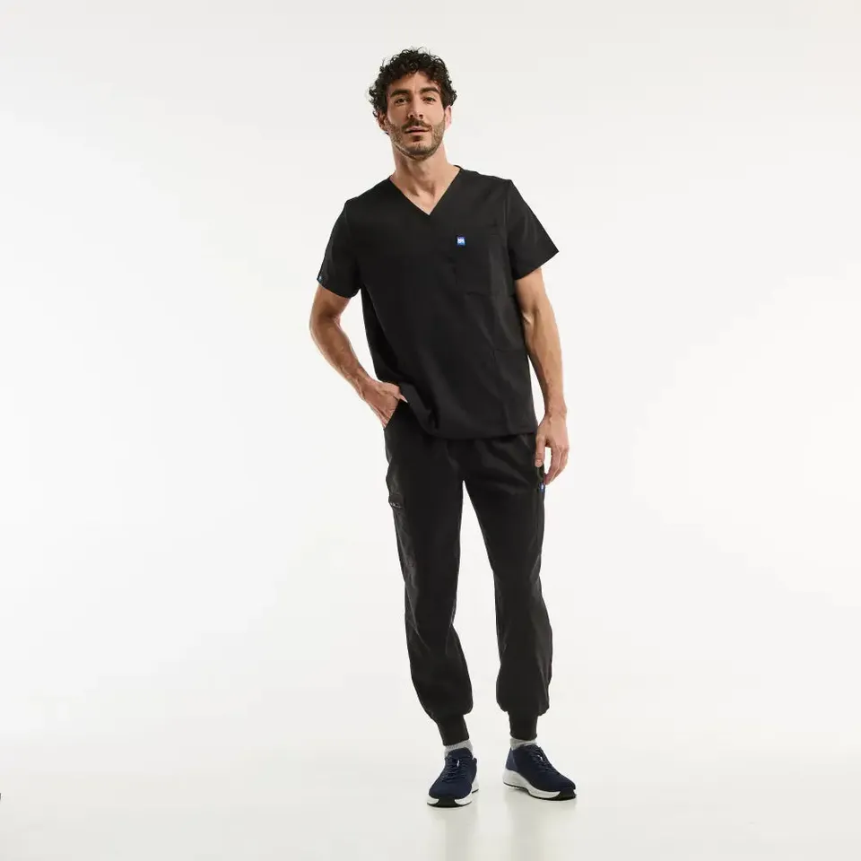 Aelin LUCA Jogger tenue médicale homme noir col V stretch