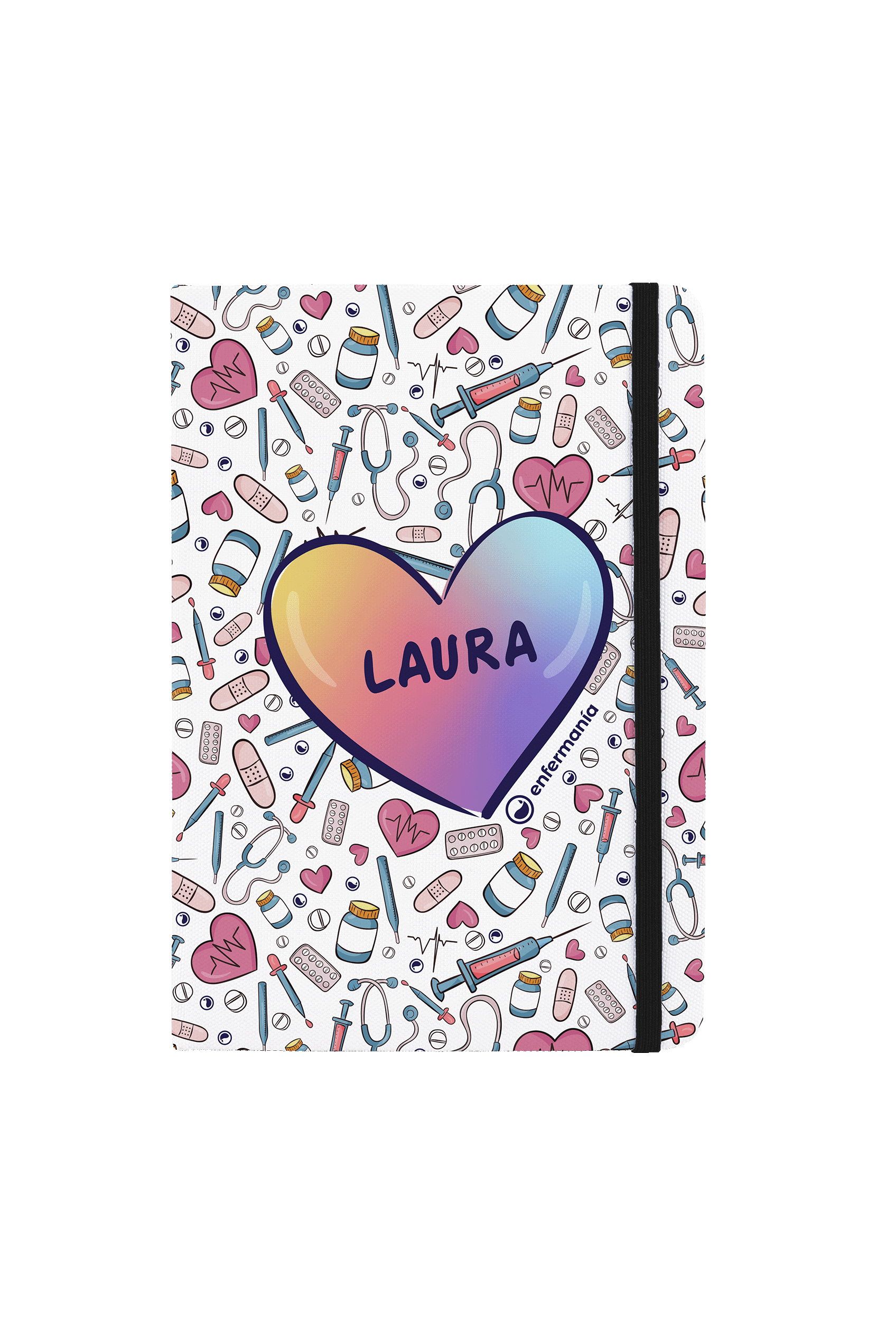 Enfermania Colorful carnet A5 ligné élastique noir