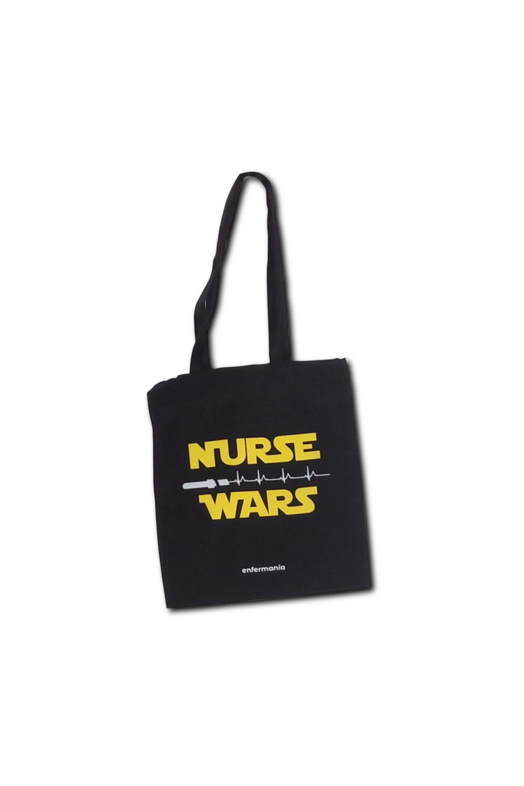 Enfermania tote bag noir imprimé coton 37x40 cm