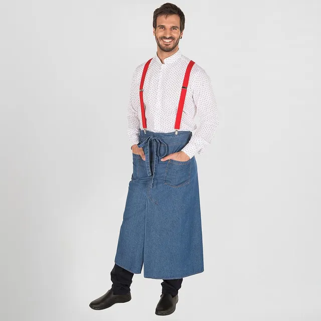 Gary's Aprons tablier court jean délavé 90x105 2 poches