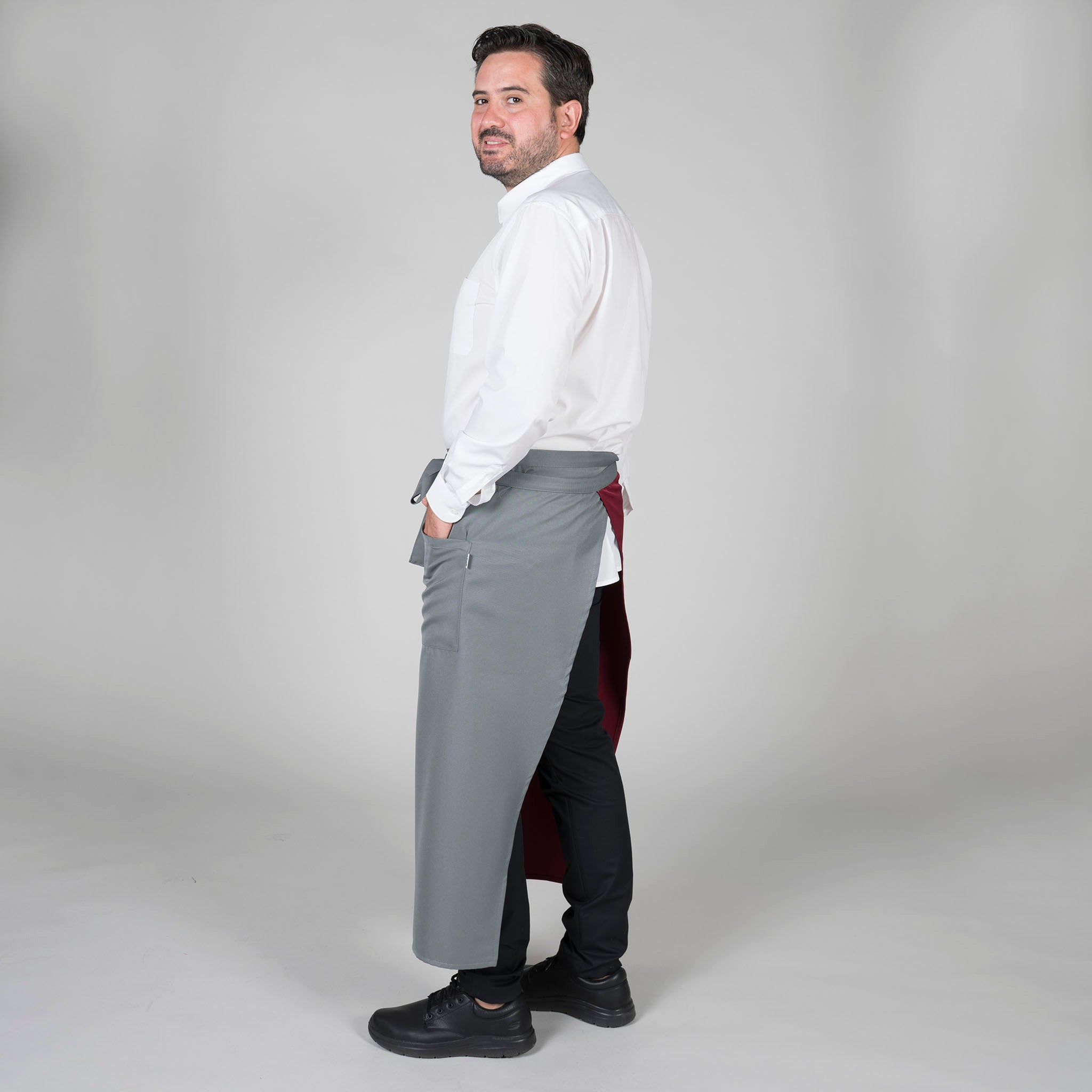 Gary's Bistro blouse tablier long bordeaux 90x110