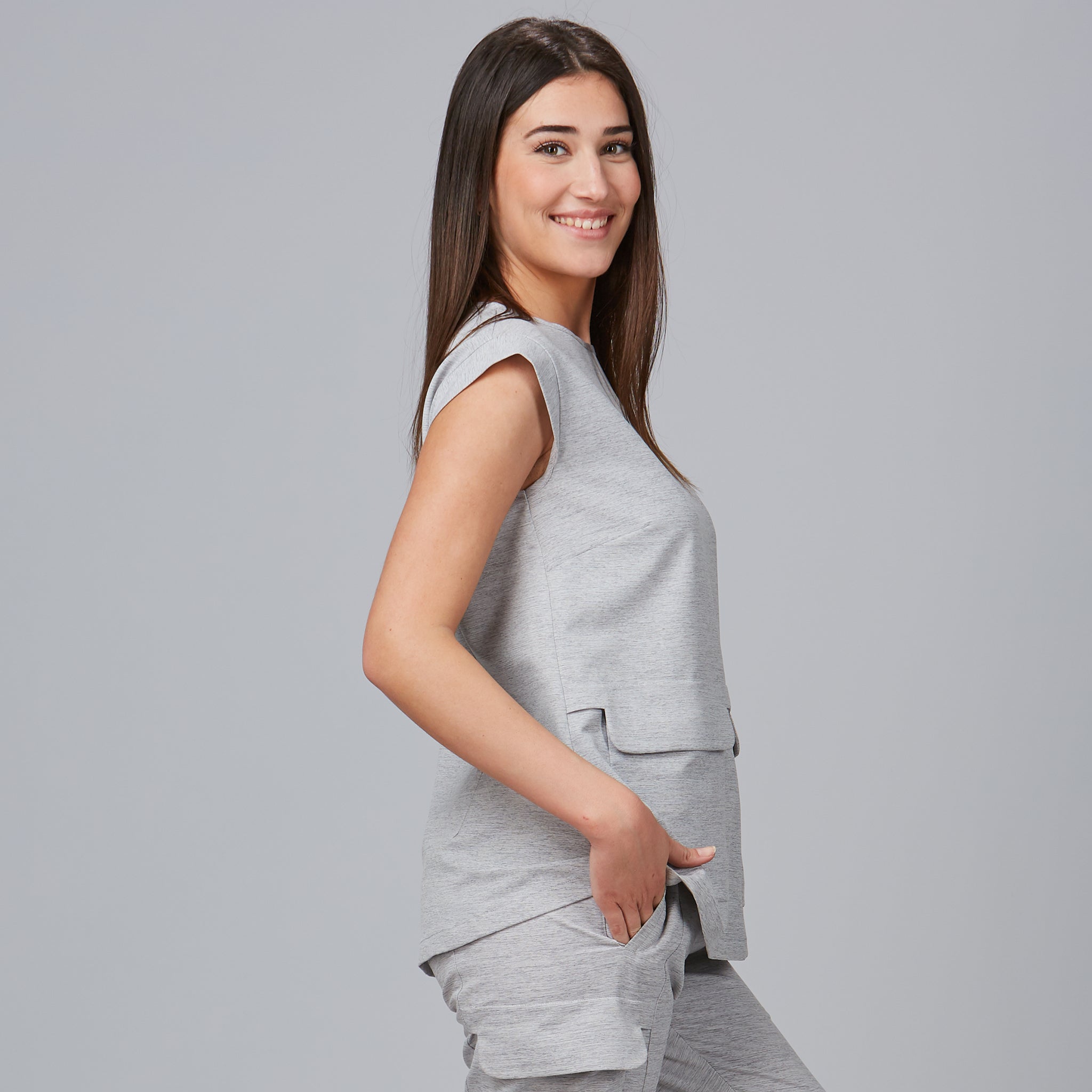 GARY'S Campanilla blouse femme sans manches gris perle XS