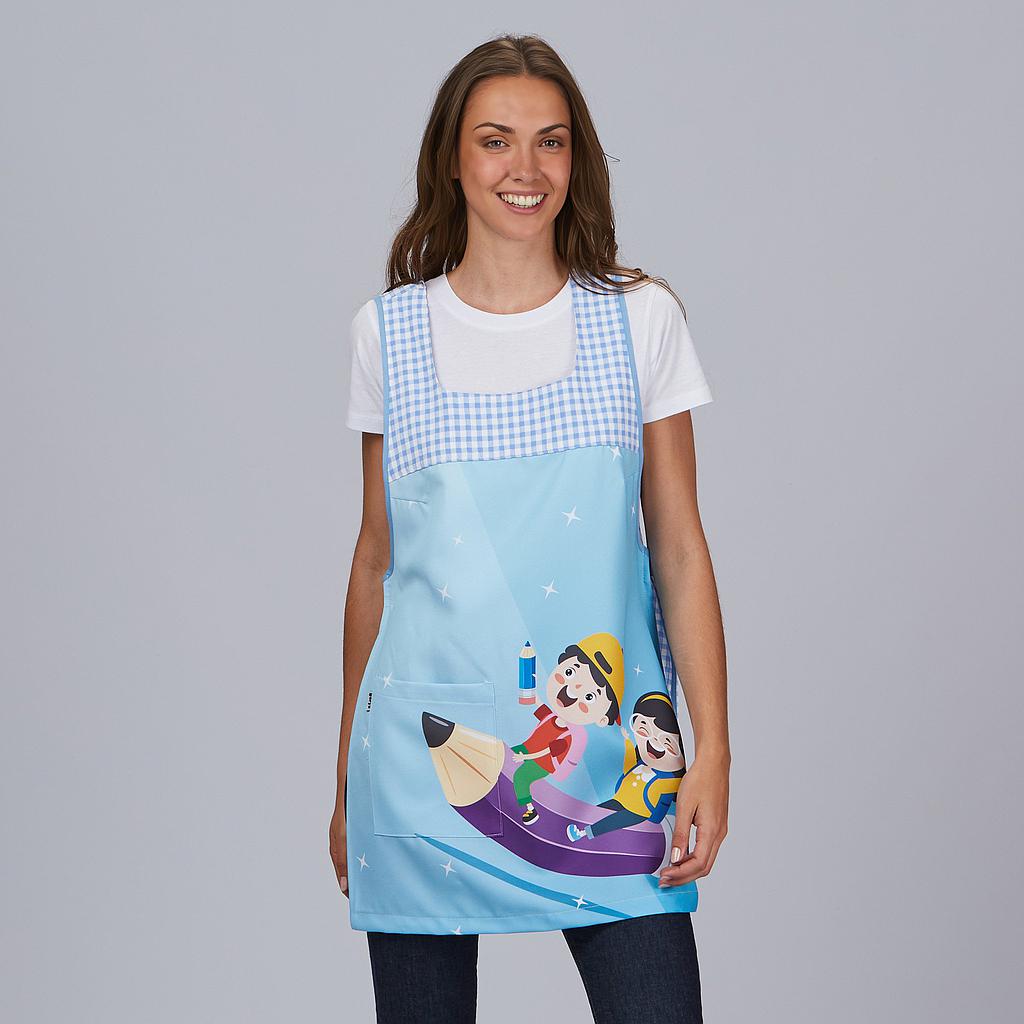 Gary's Children tabard enfant crayon vichy céleste coton