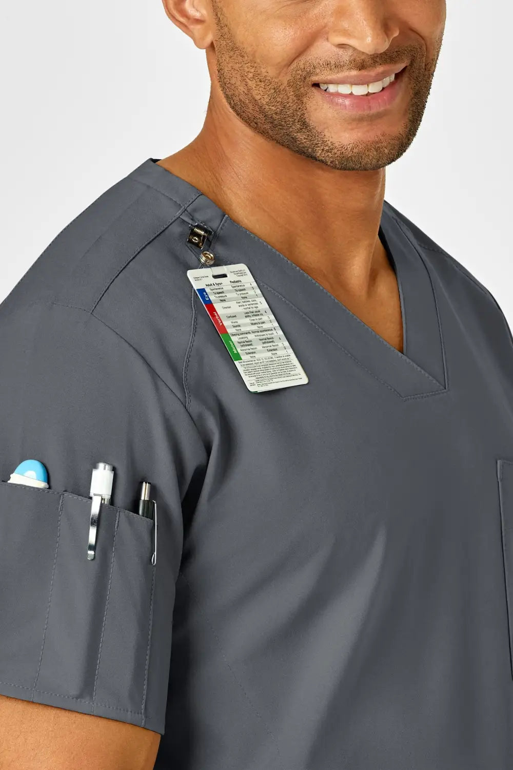 Aelin Noah W123 blouse médicale gris homme col V