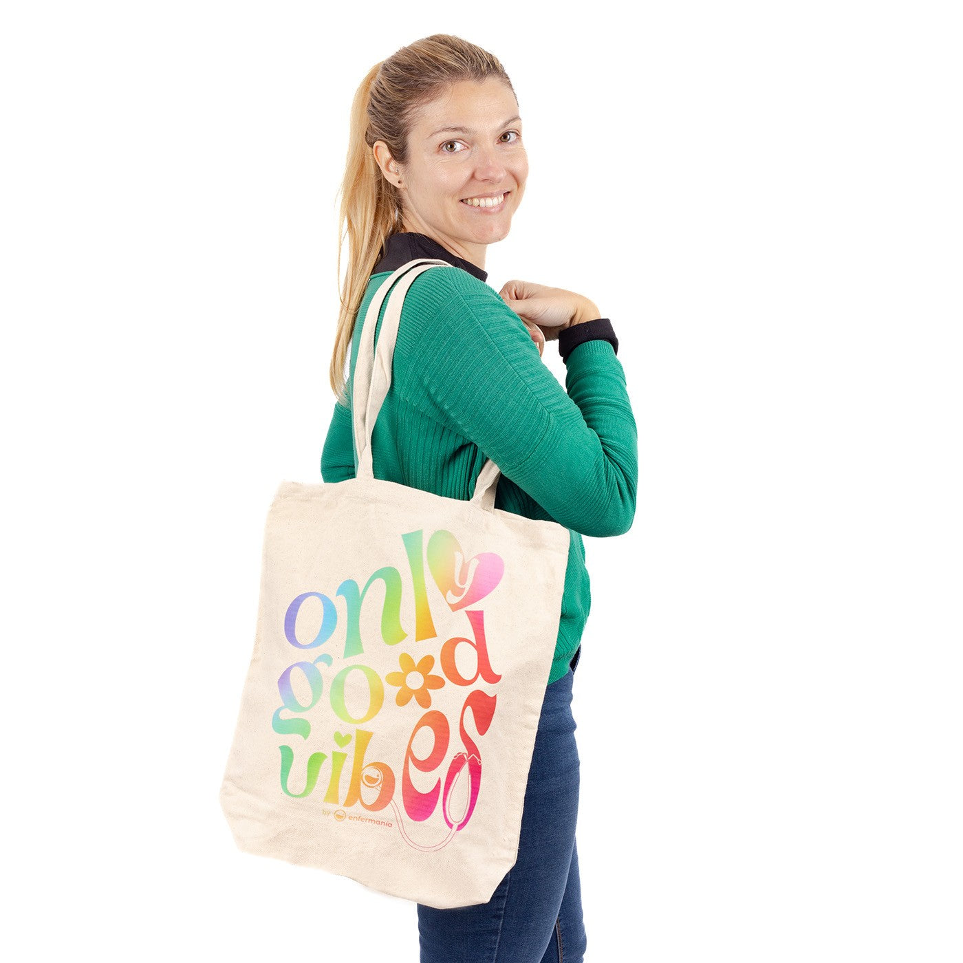 Enfermania Tote Bag Good Vibes coton naturel 36x40 cm