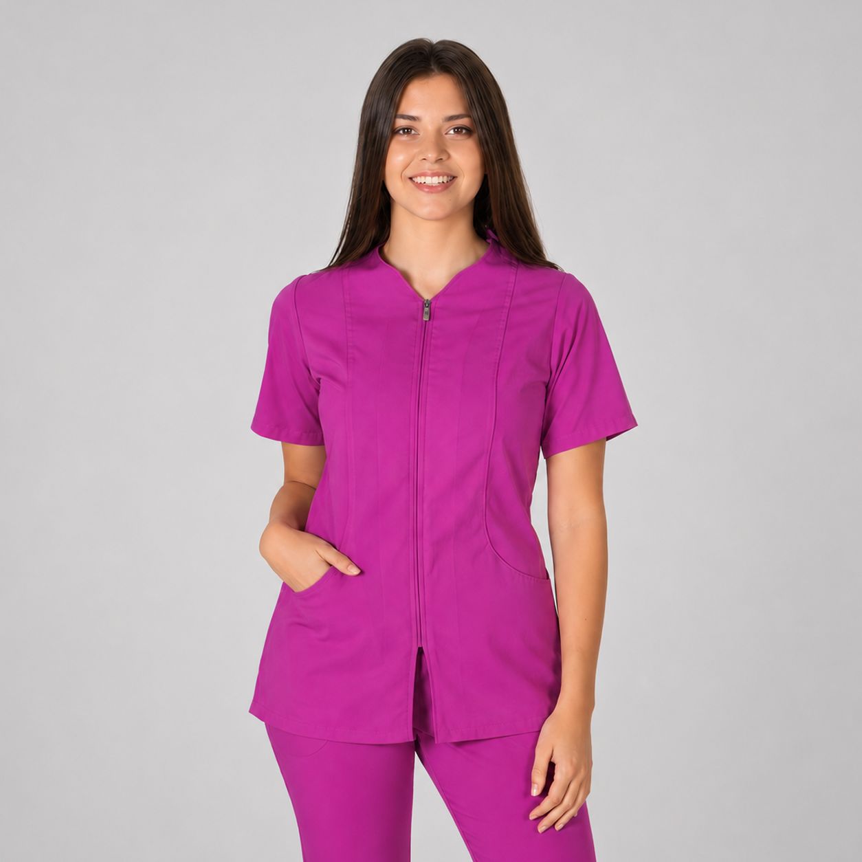Gary's Sicilia Blouse Médicale Zip Blanc Twill