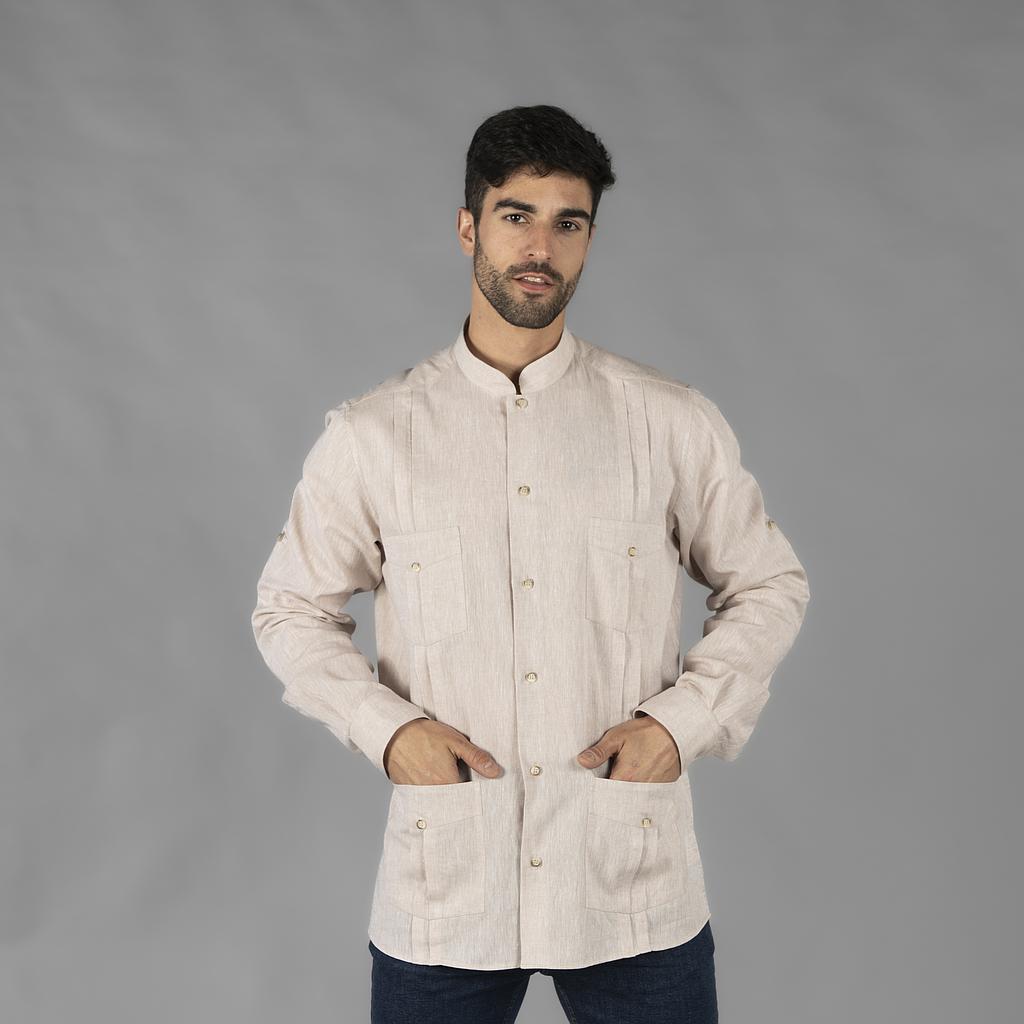 Gary's Borneo chemise guayabera homme lin blanche S