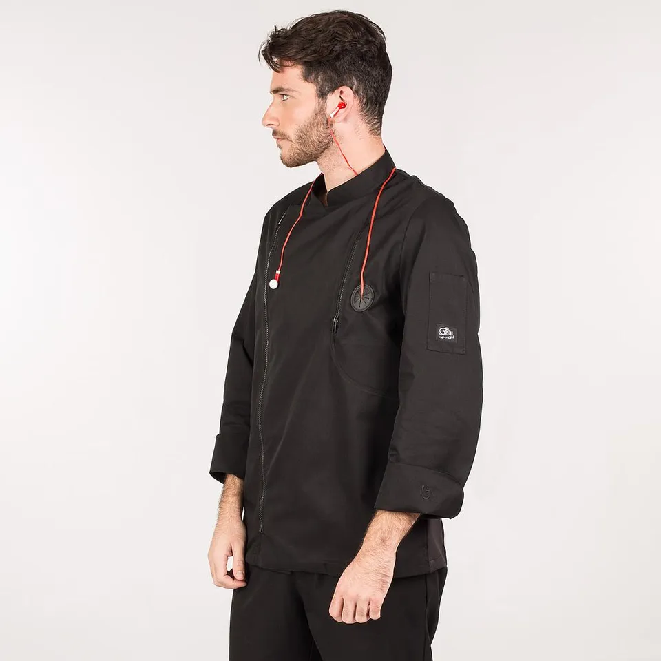 Gary's Chef Jackets Fobos veste cuisinier noir zip
