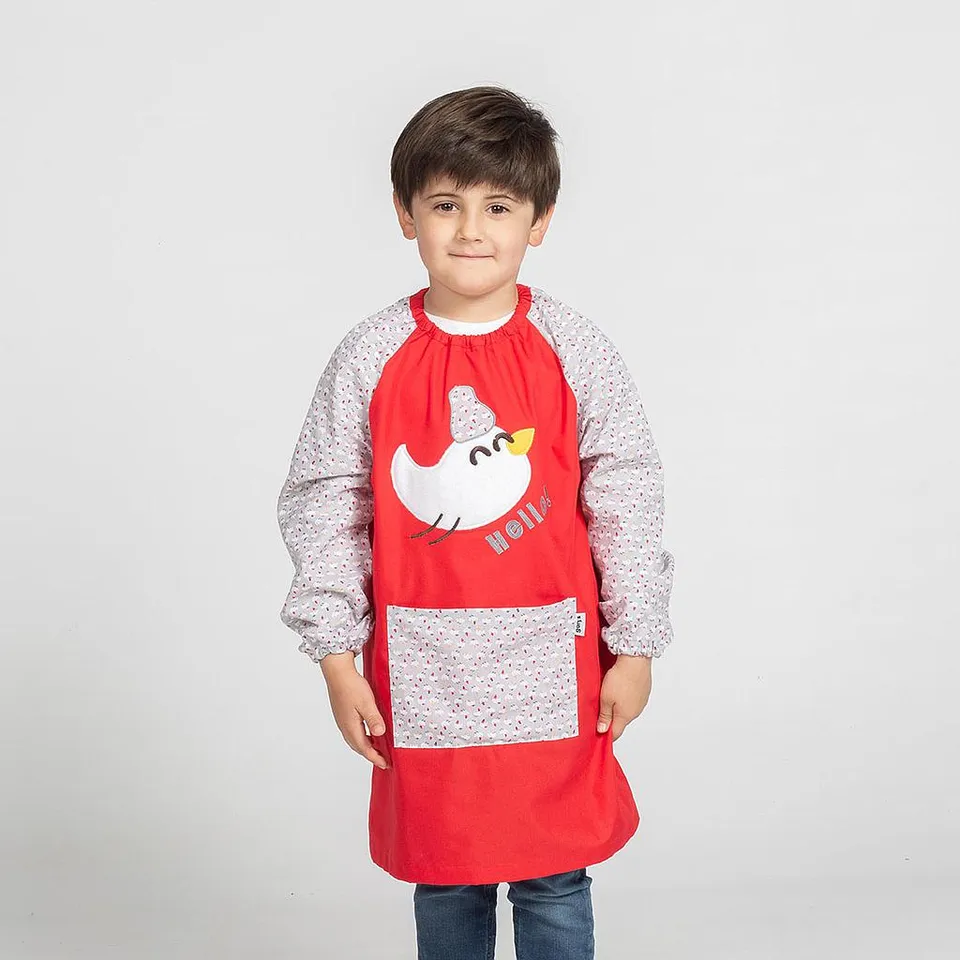 Gary's Polluelo Tablier école enfant rouge manches longues