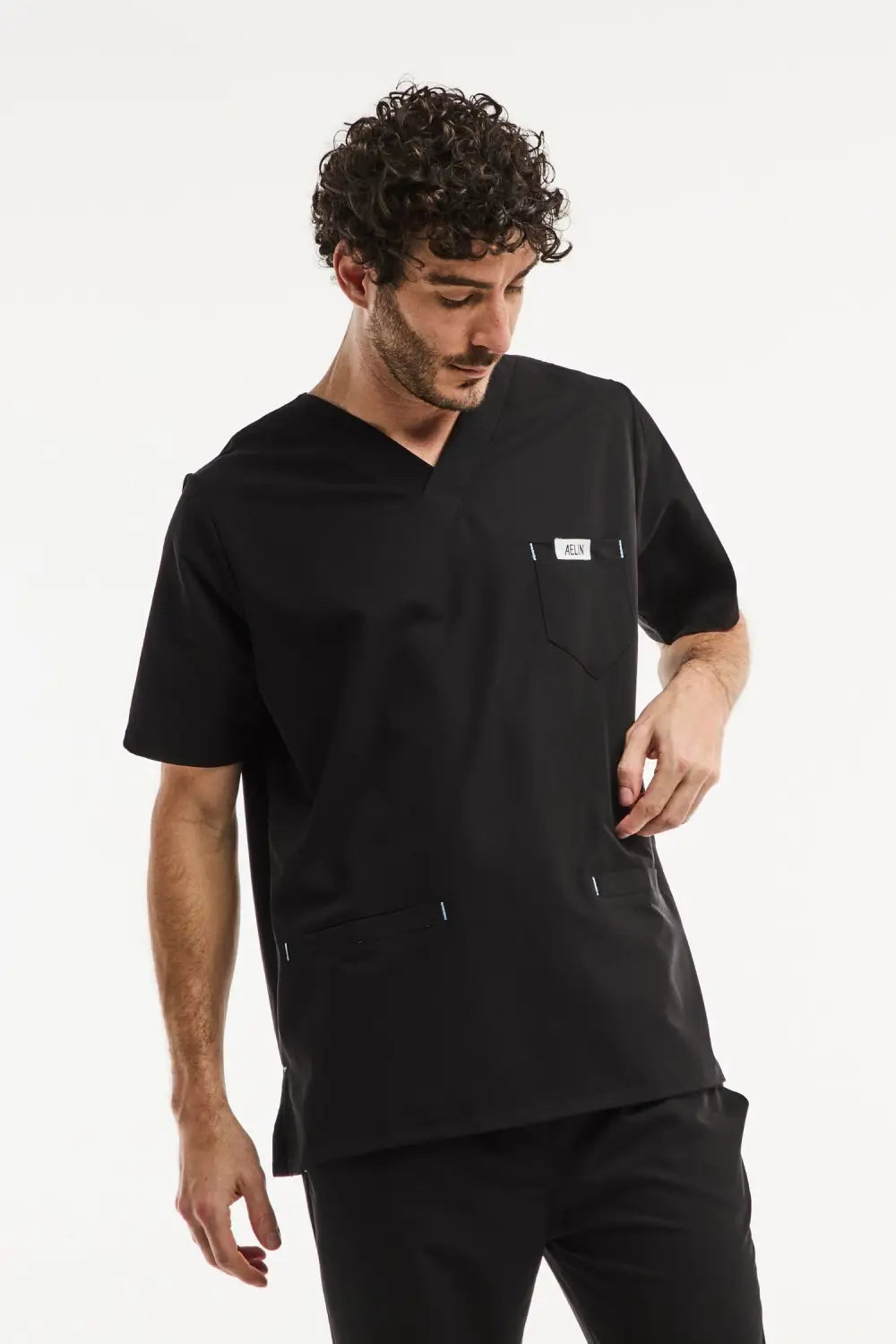 Aelin Slimfit New blouse médicale homme noire stretch