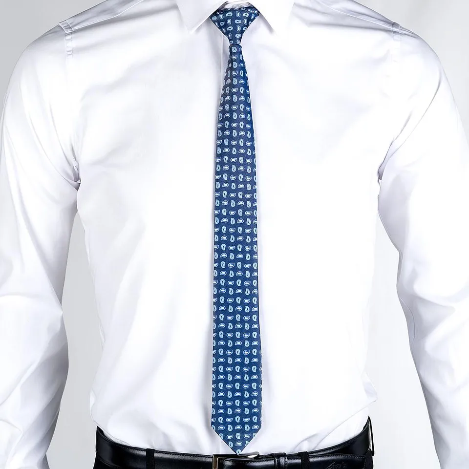 GARY'S Add-Ons Slim Jacquard cravate bleue nœud cousu
