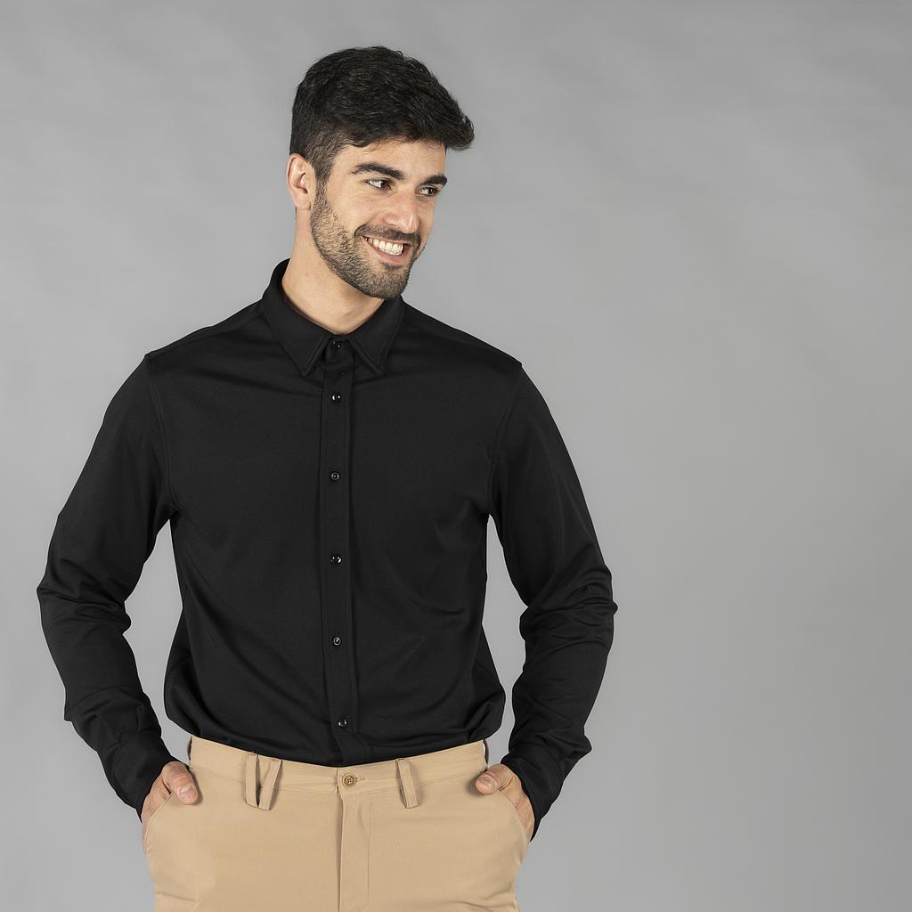 Gary's Luzon chemise travail homme noire manches longues
