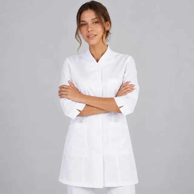 Gary's Laura blouse médicale blanche manche 3/4 col châle
