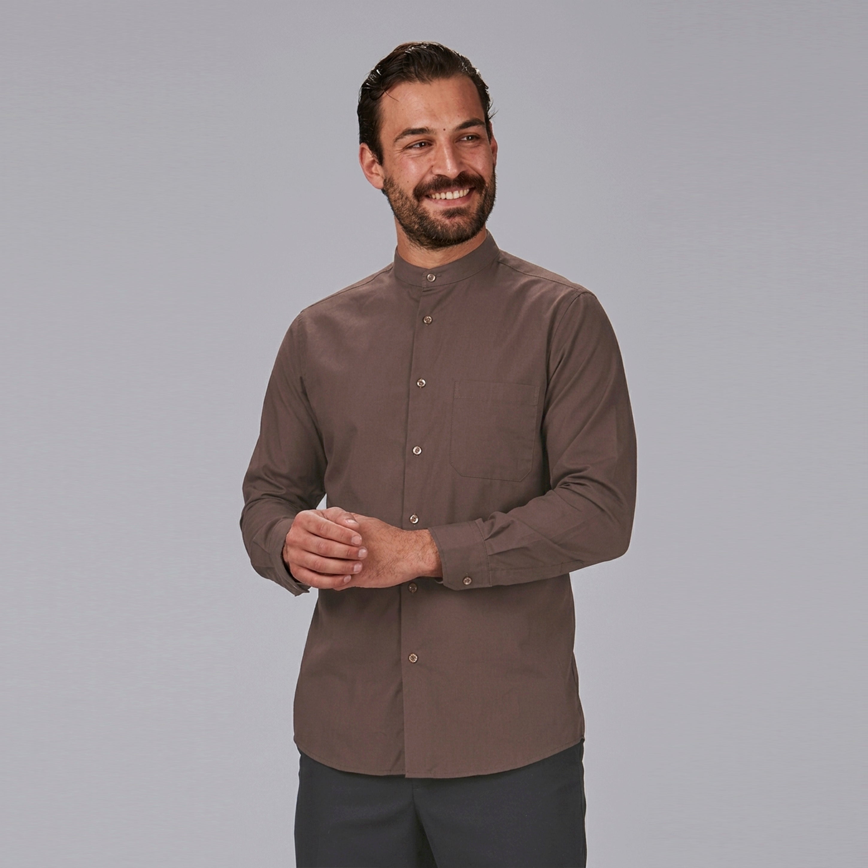 Gary's Mao chemise homme noire manches longues