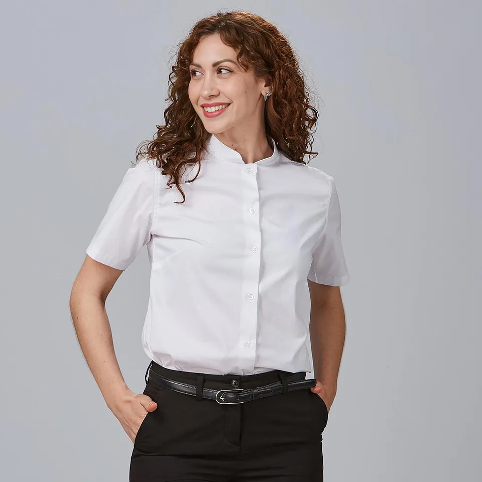 Gary's POP blouse de travail femme col mao noir