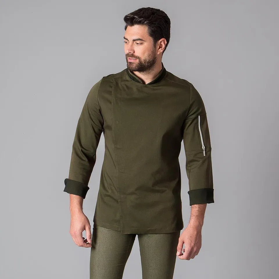 Gary's Duran veste cuisine unisexe kaki stretch