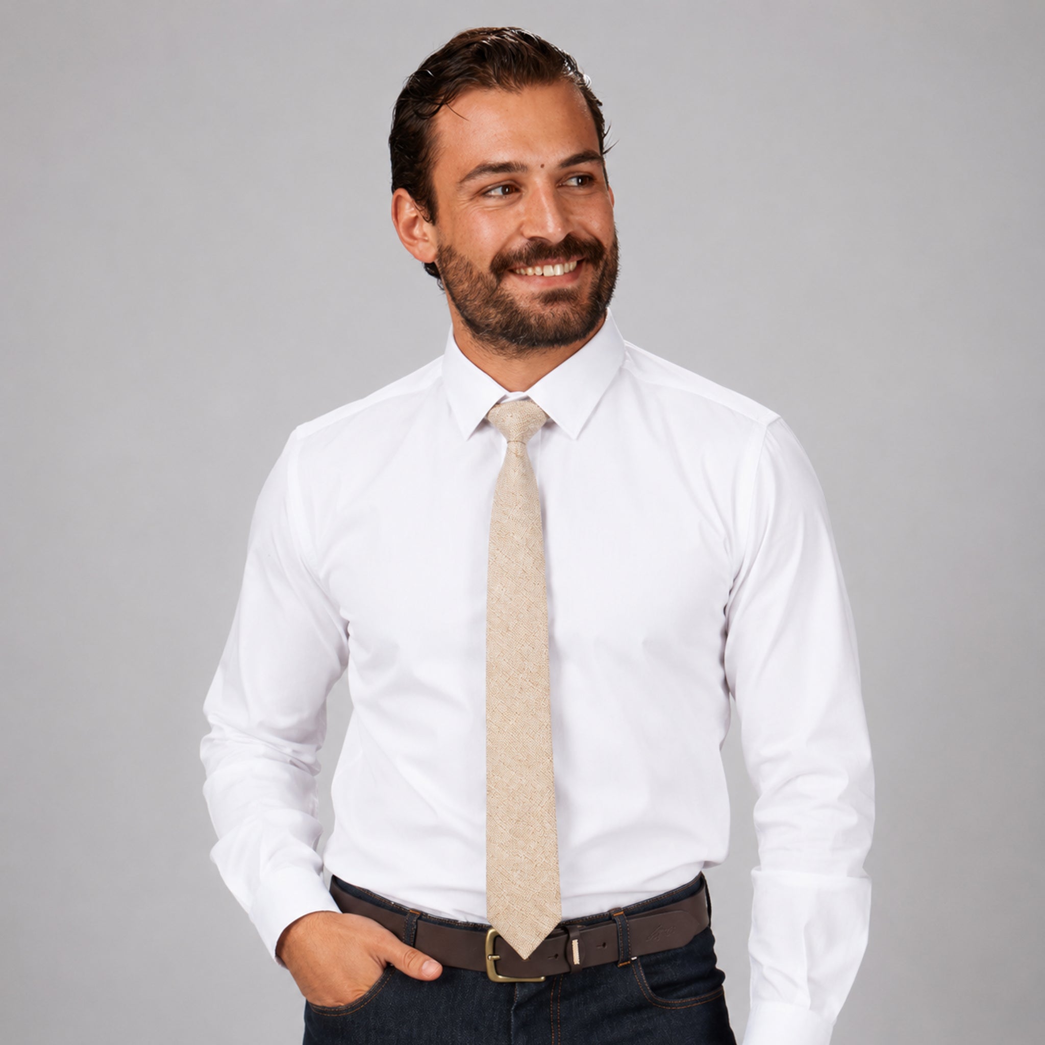 Gary's Add-Ons Tie With Knot Slim Hessian cravate beige toile