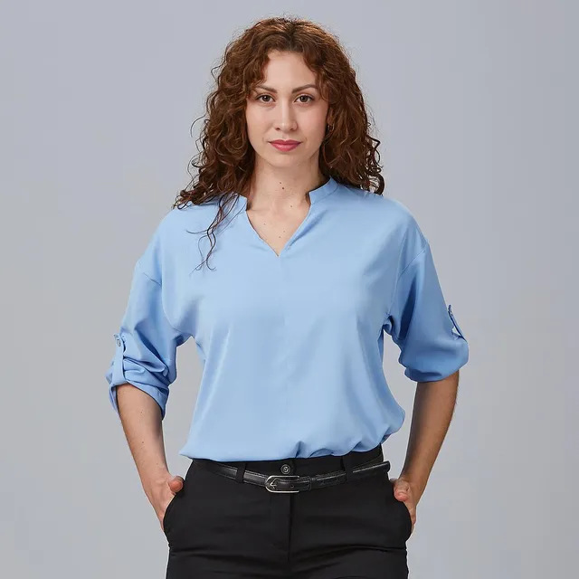 Gary's Blouses chemisier Micaela blanc manches retroussables