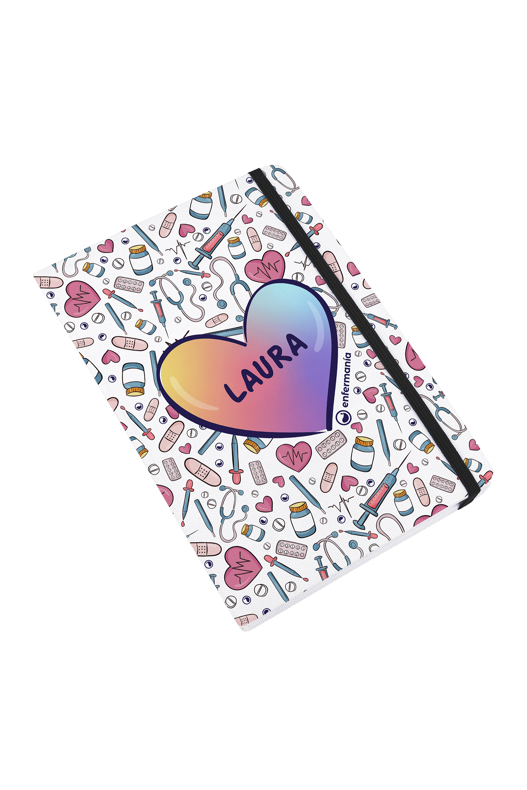 Enfermania Colorful carnet A5 ligné élastique noir