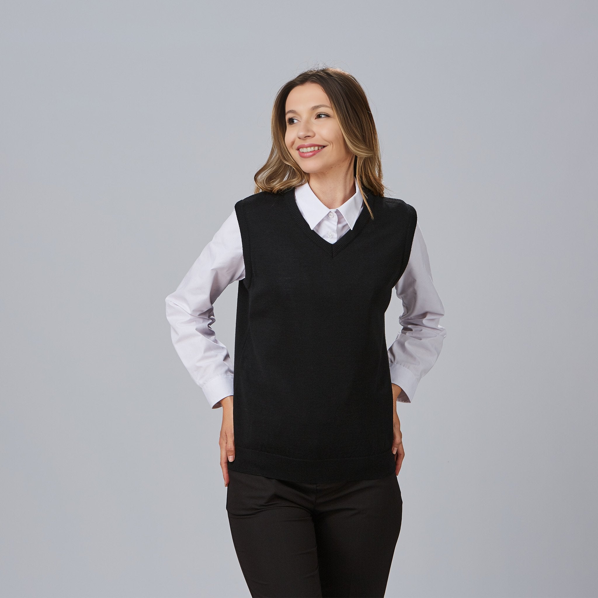 Gary's Vests gilet travail femme noir col V maille