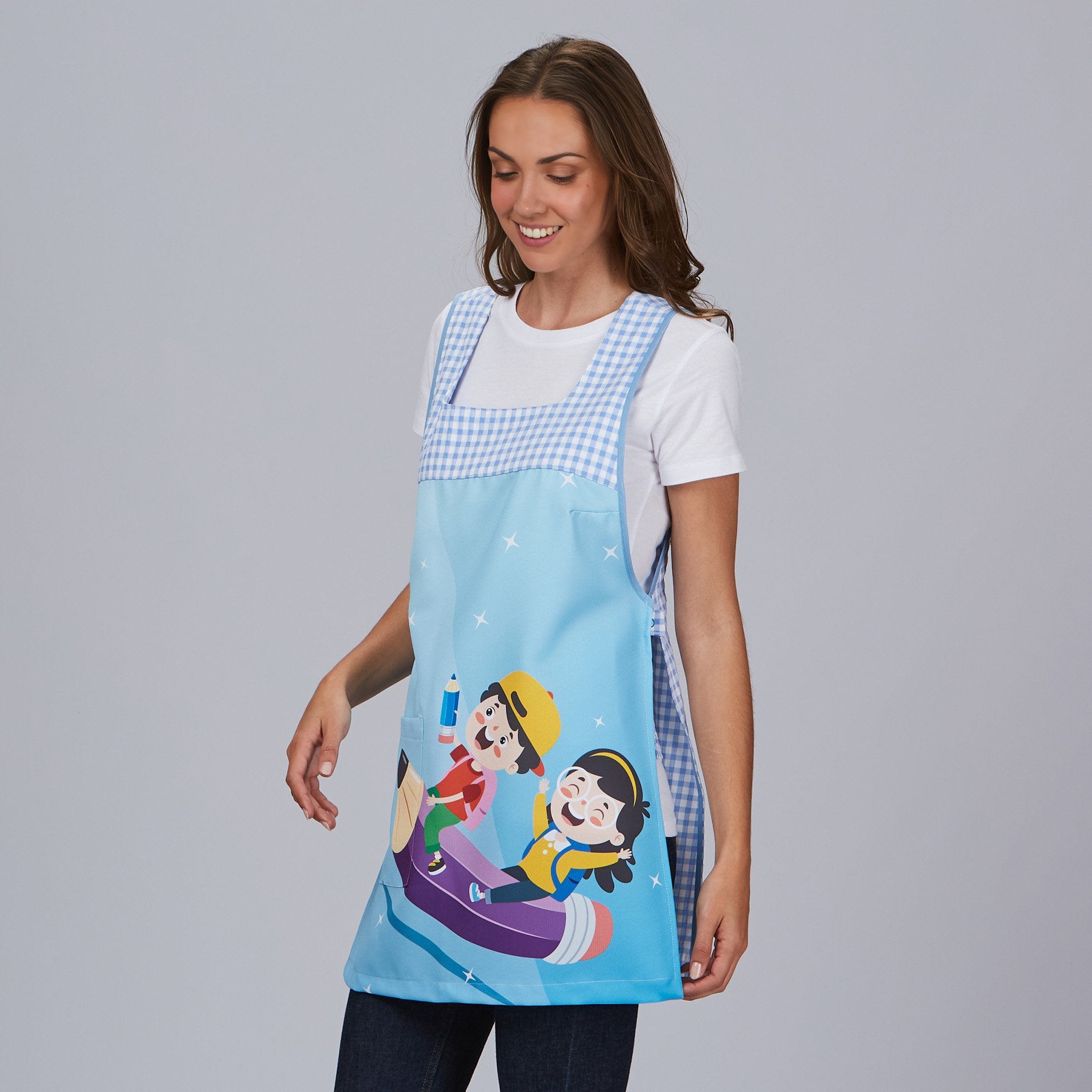 Gary's Children tabard enfant crayon vichy céleste coton