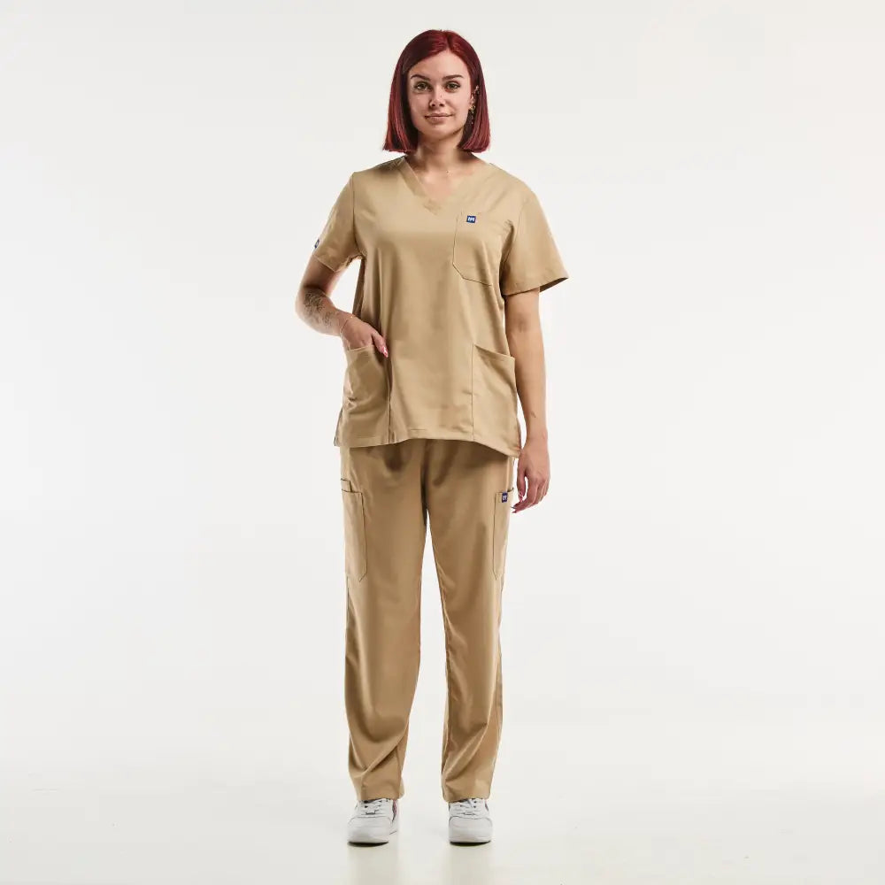 Aelin EMMA Tenue médicale femme beige clair stretch