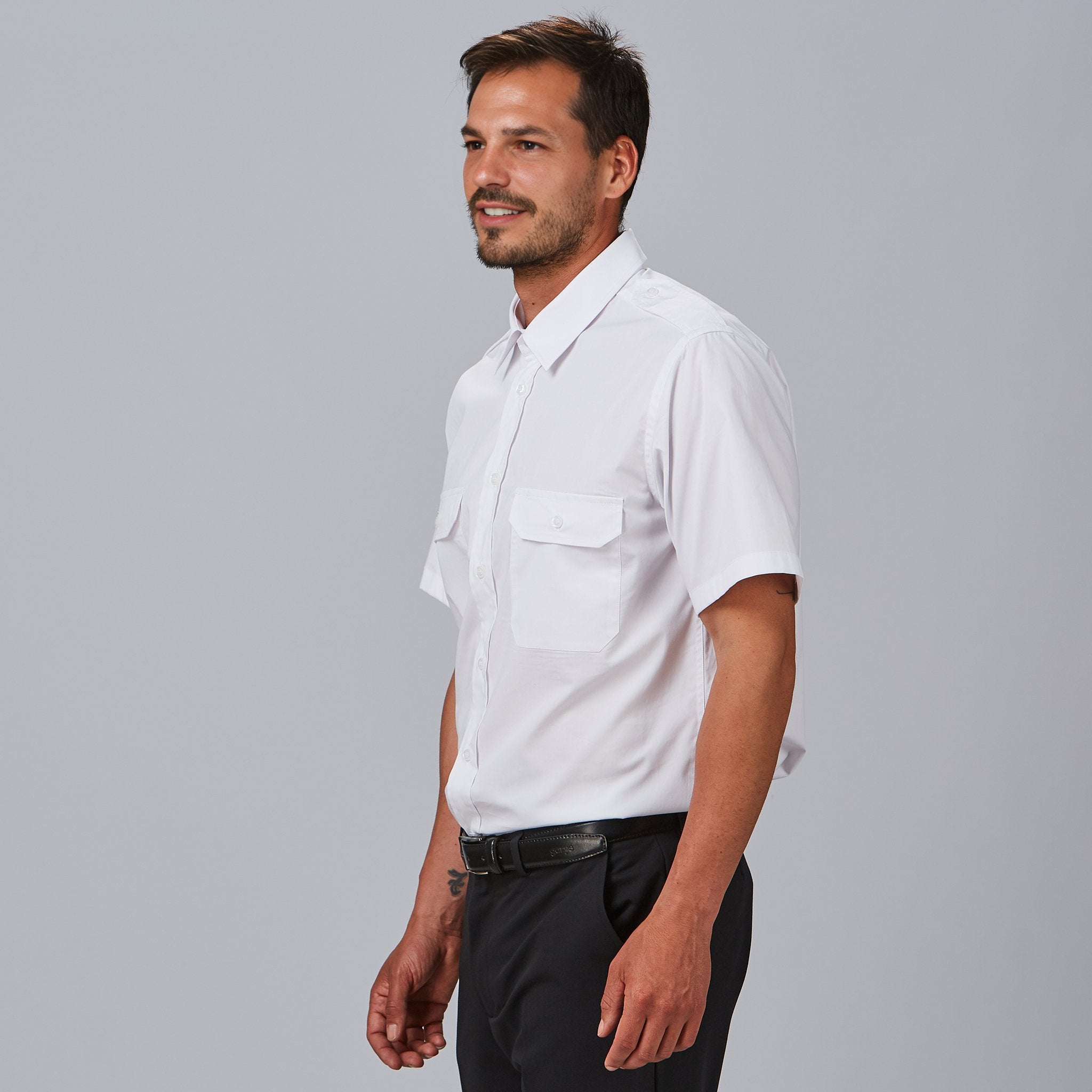 GARY'S chemise travail unisexe blanche épaulettes