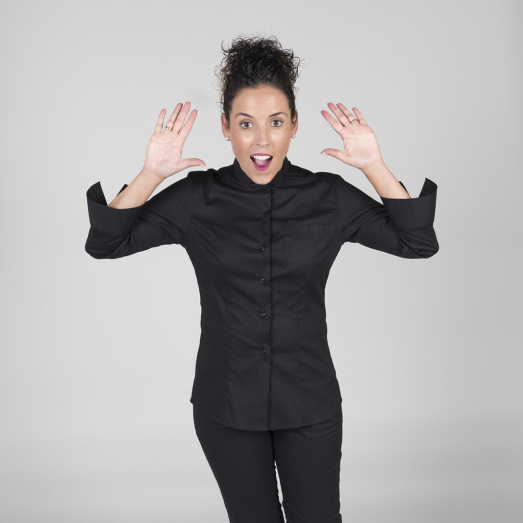GARY'S Blouse coton col mao 3/4 noir taille XS