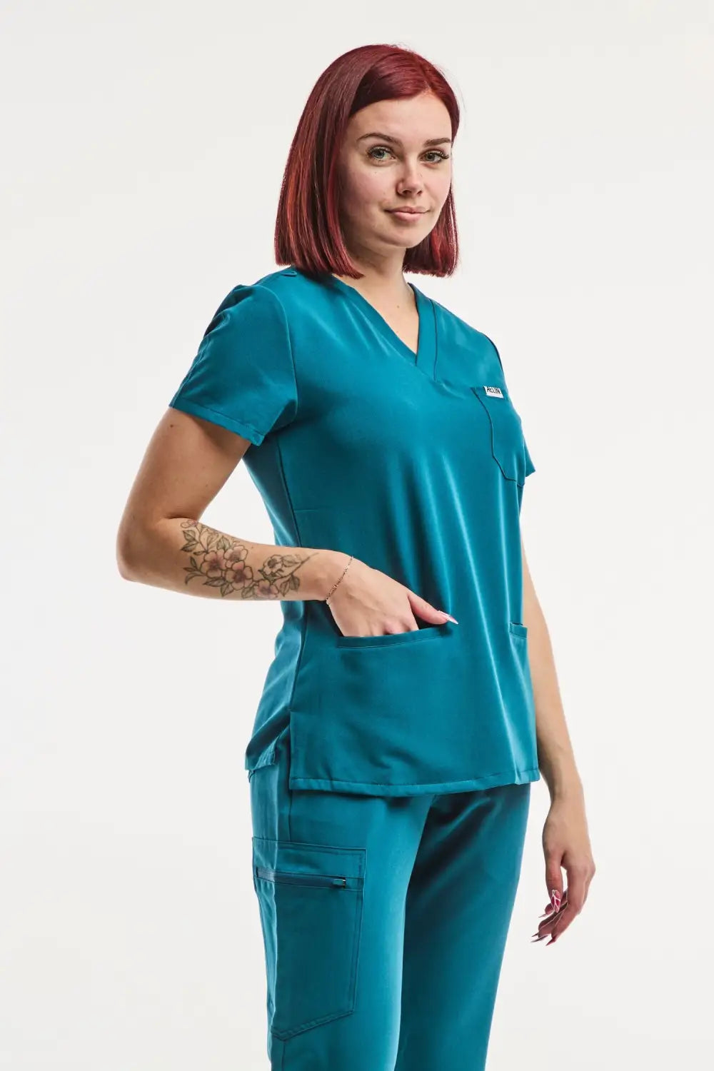 Aelin Paris tunique médicale femme vert turquoise stretch