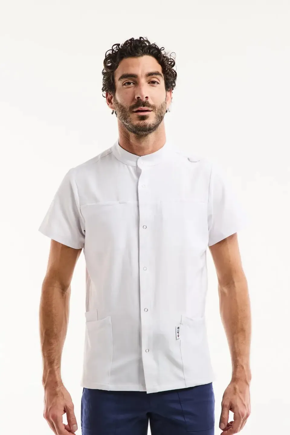 Aelin Noah Blouse médicale homme blanche stretch boutons