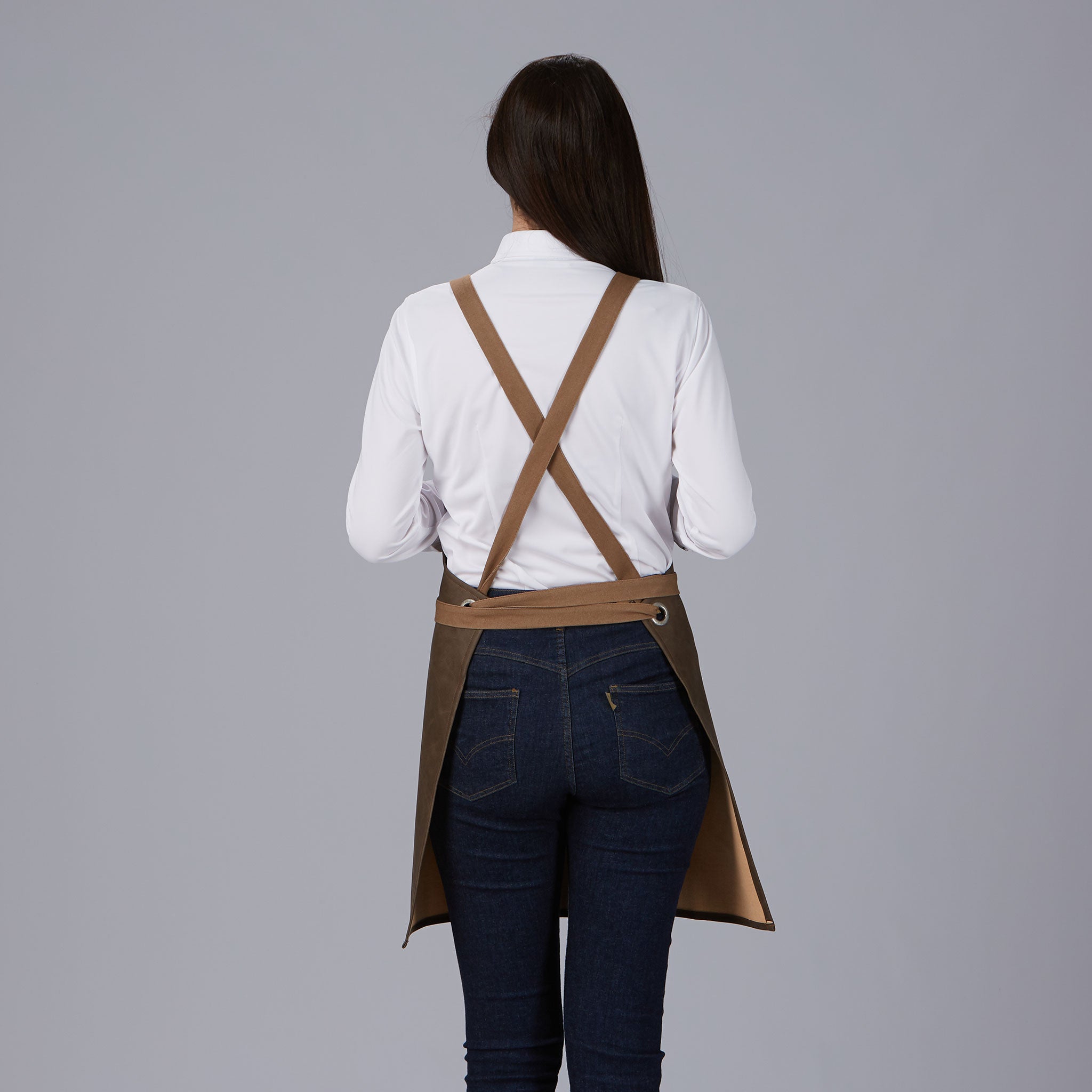 Gary's Aprons Tablier Monte bavette similicuir marron