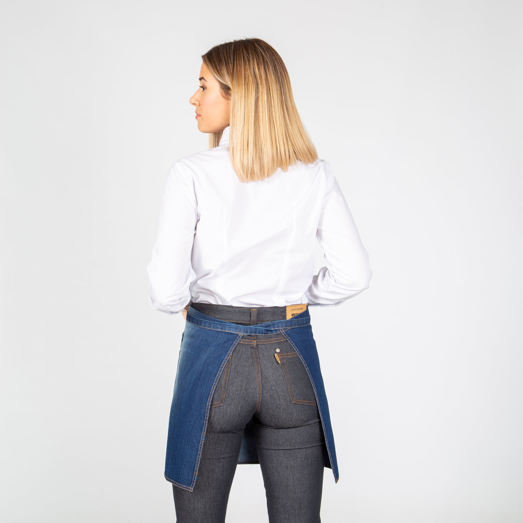 GARY'S Tablier court jean indigo 40x69 cm 3 poches