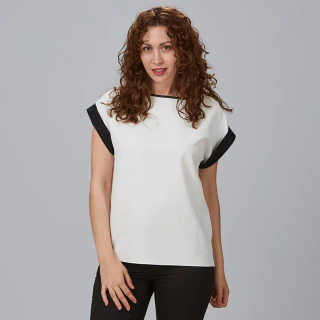 Gary's blouse travail femme blanche crêpe manches courtes