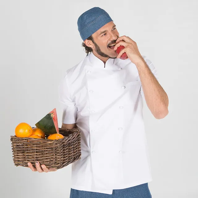 GARY'S Veste cuisine blanche unisexe manches courtes