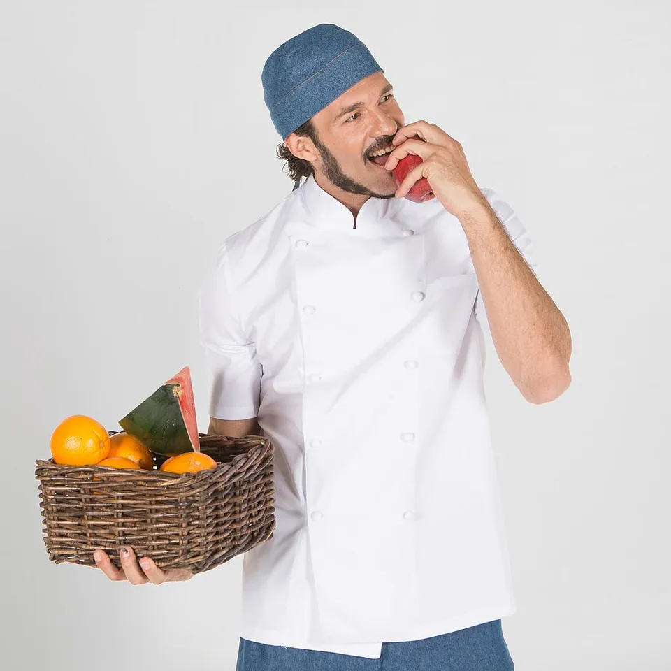 GARY'S Veste cuisine blanche unisexe manches courtes