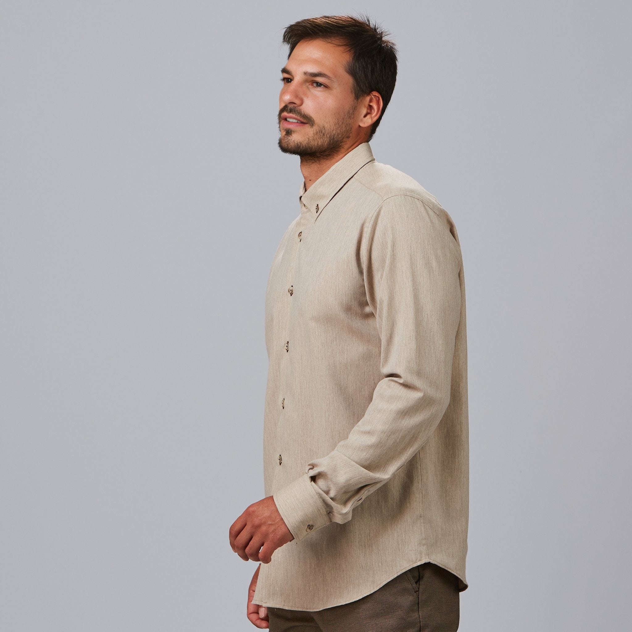 Gary's Giacomo Chemise Homme Slim Sable Manche Longue