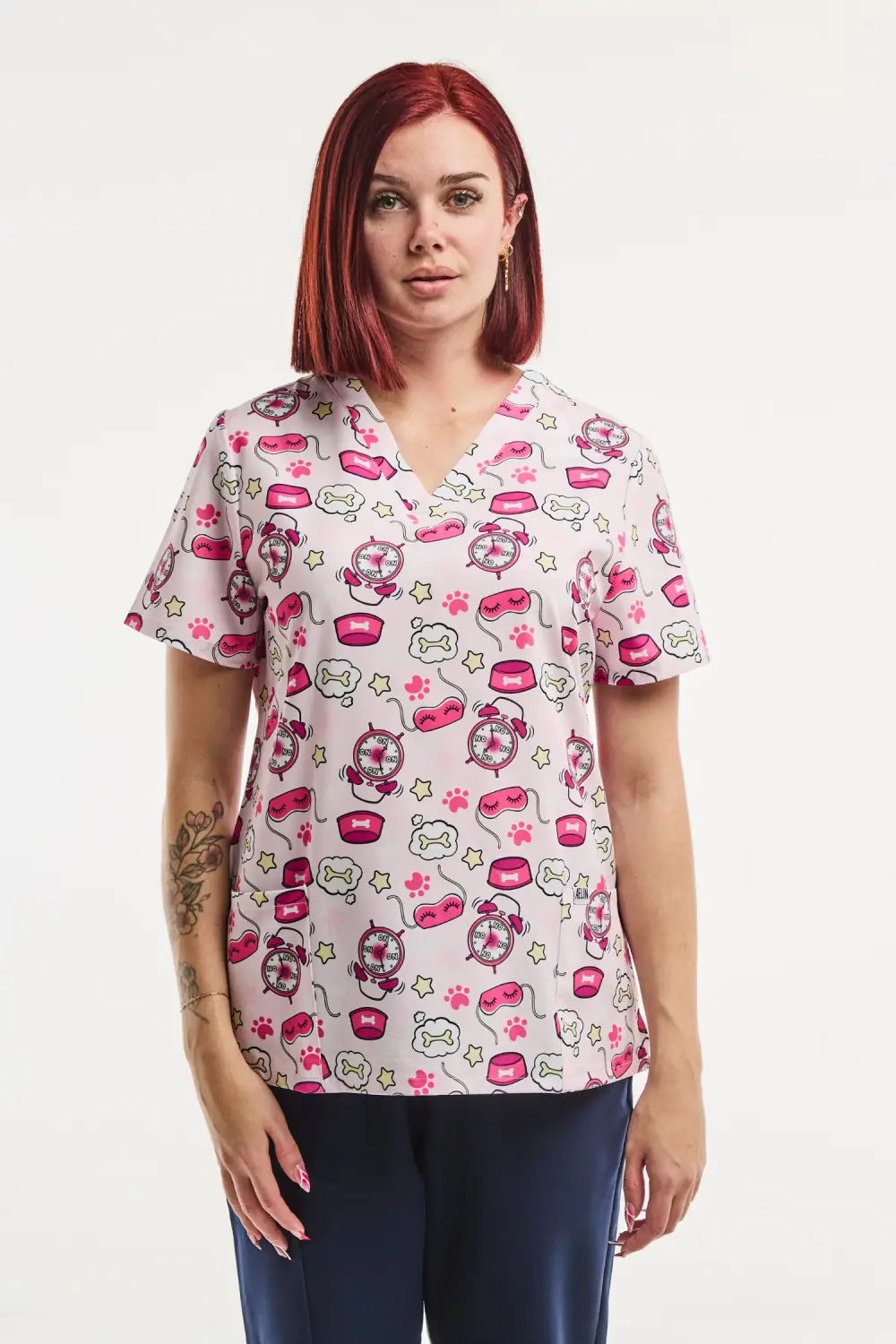Aelin Paris Bonheur Rose Tunique Médicale Femme Stretch