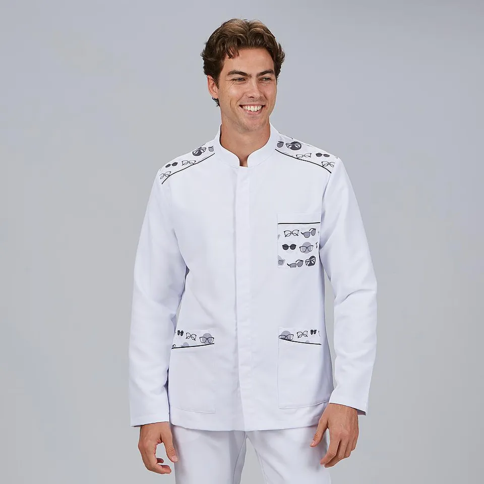 Gary's Jacob Blouse Médicale Blanche Homme Col Mao