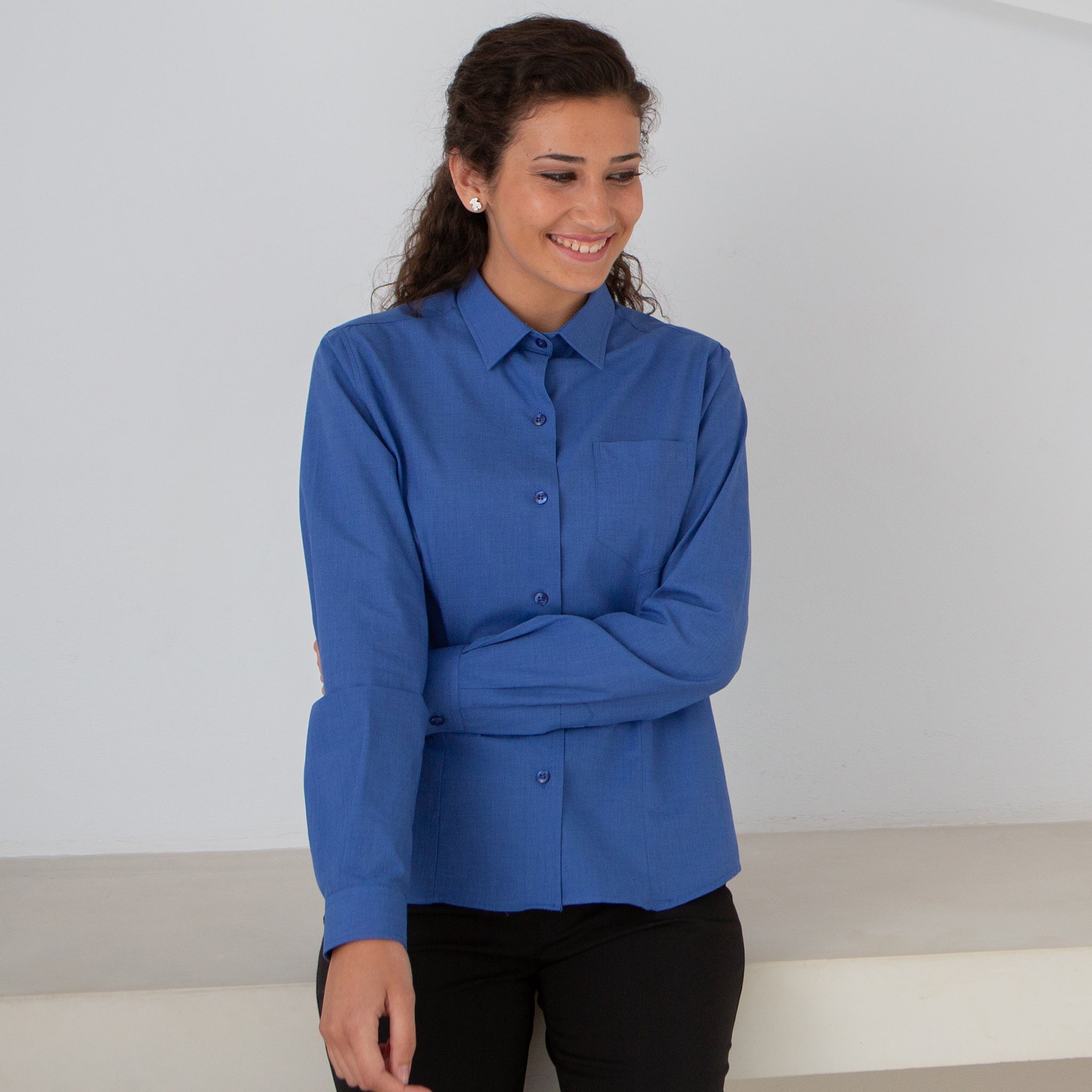 Gary's Luca chemise femme fil à fil celeste manches longues
