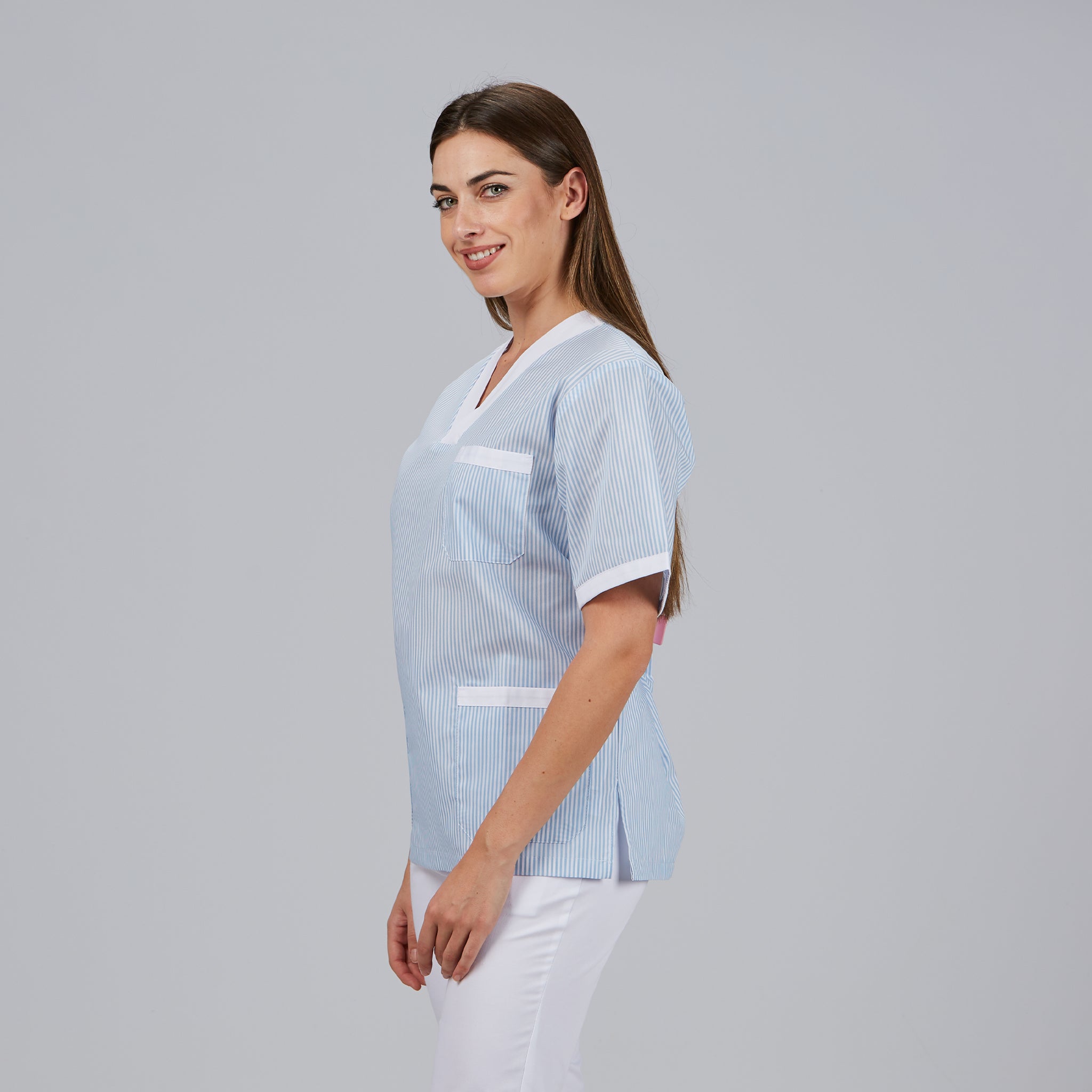 Gary's Blouse V-Neck blouse médicale vichy mix manches