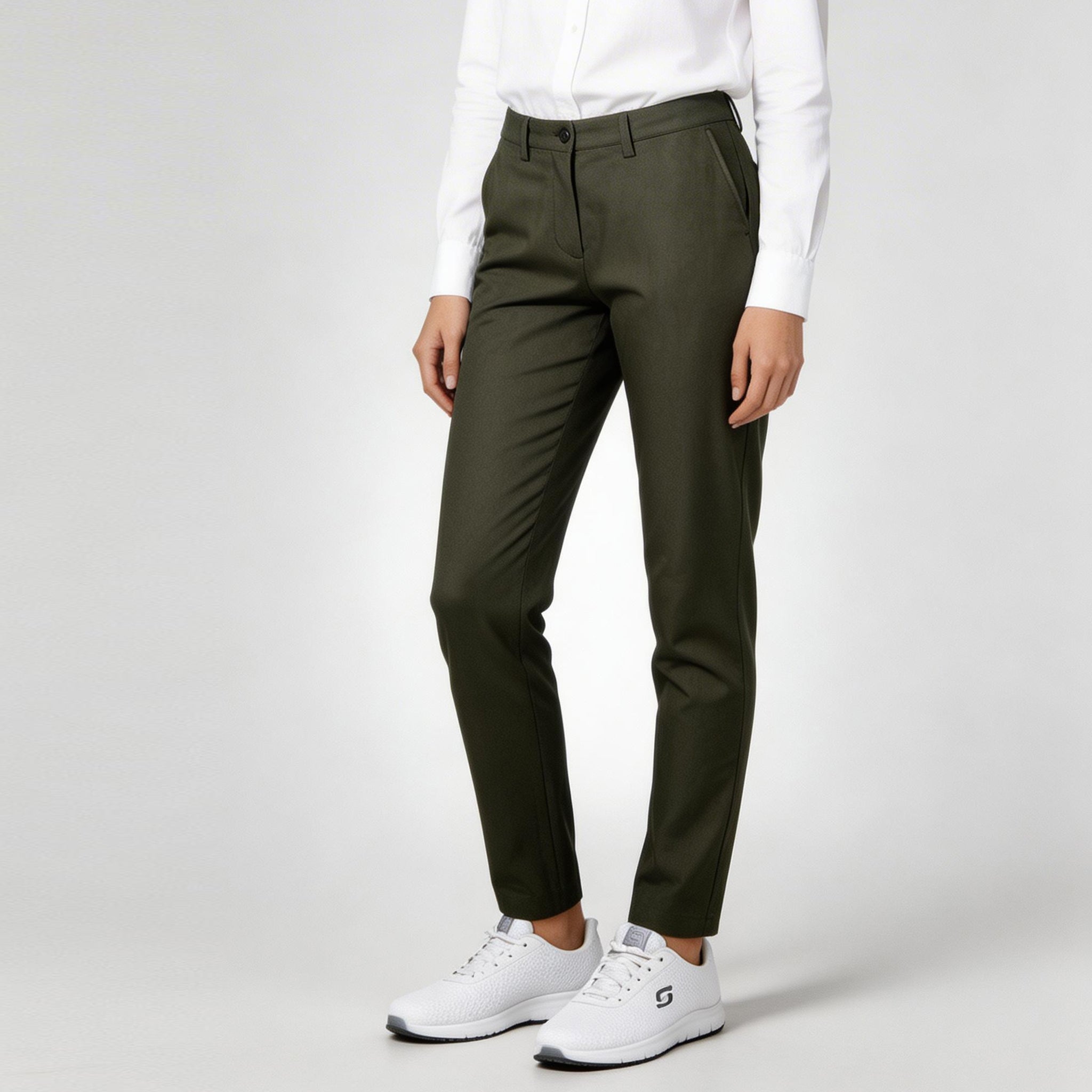GARY'S Chino Pantalon de travail femme noir coton stretch