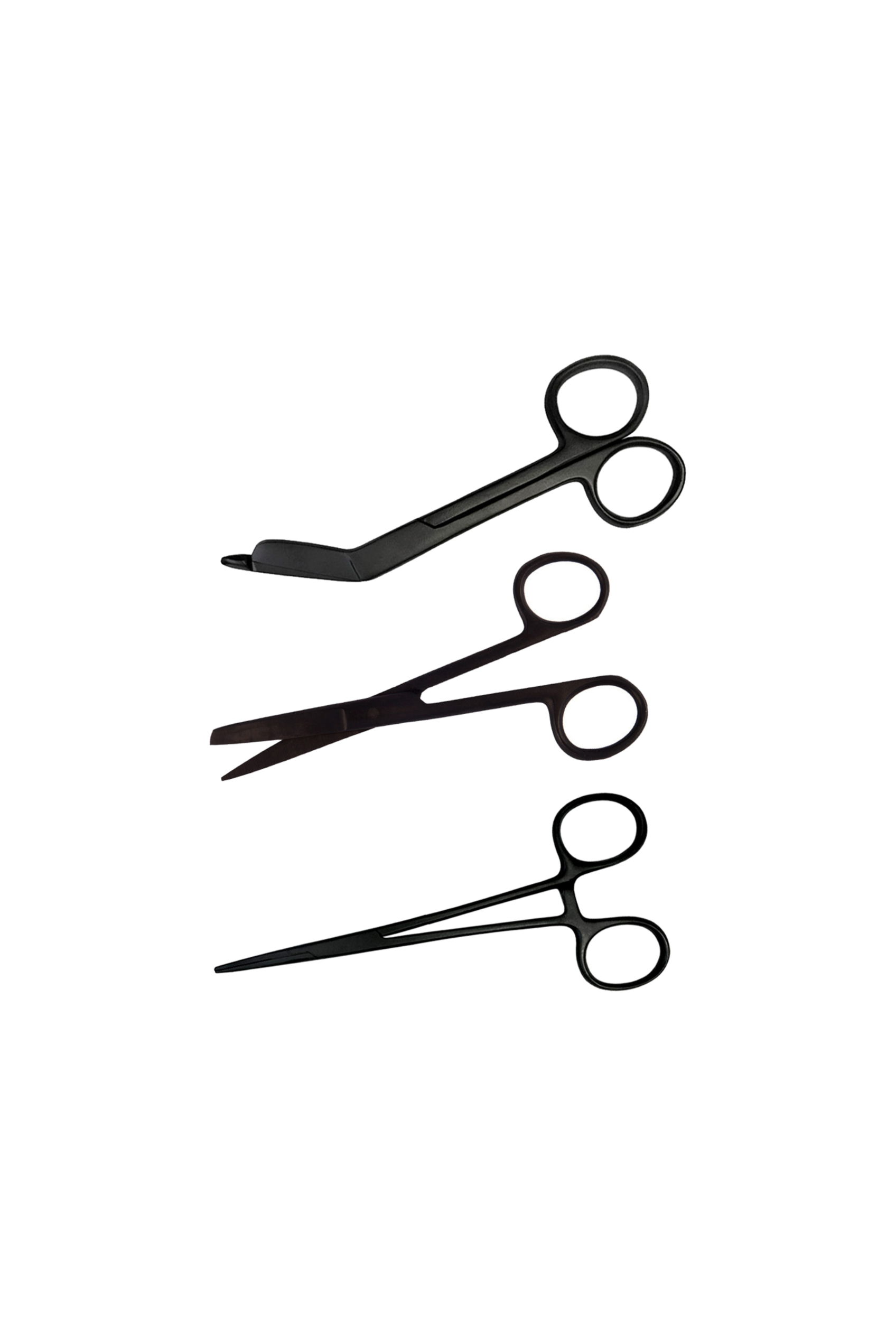 Enfermania Instrumental set ciseaux gaucher noir mat 3 pcs