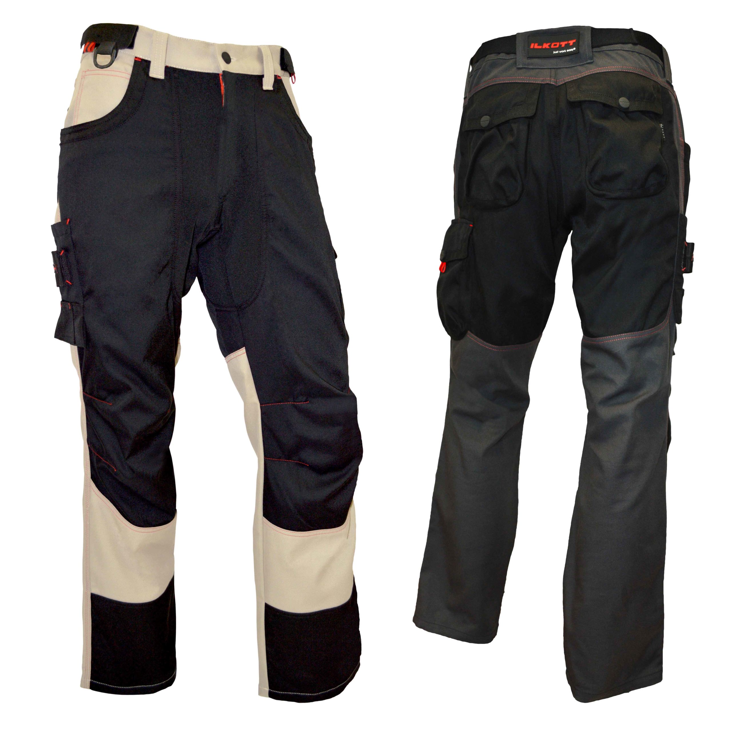 ILKOTT Pantalon travail sans genouillère noir stretch