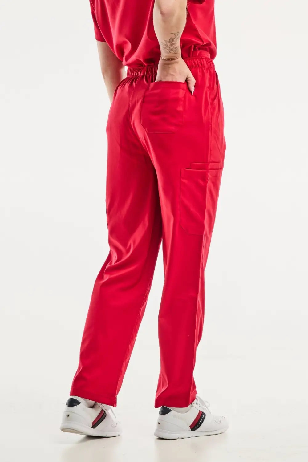 Aelin EMMA pantalon médical femme rouge poches stretch