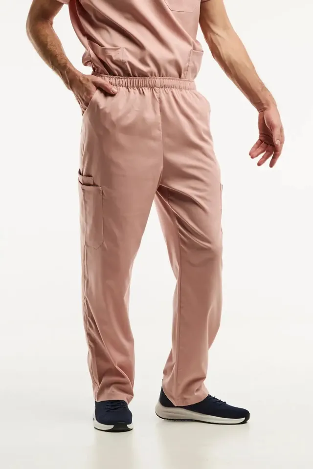 Aelin LUCA pantalon médical homme rose clair poches