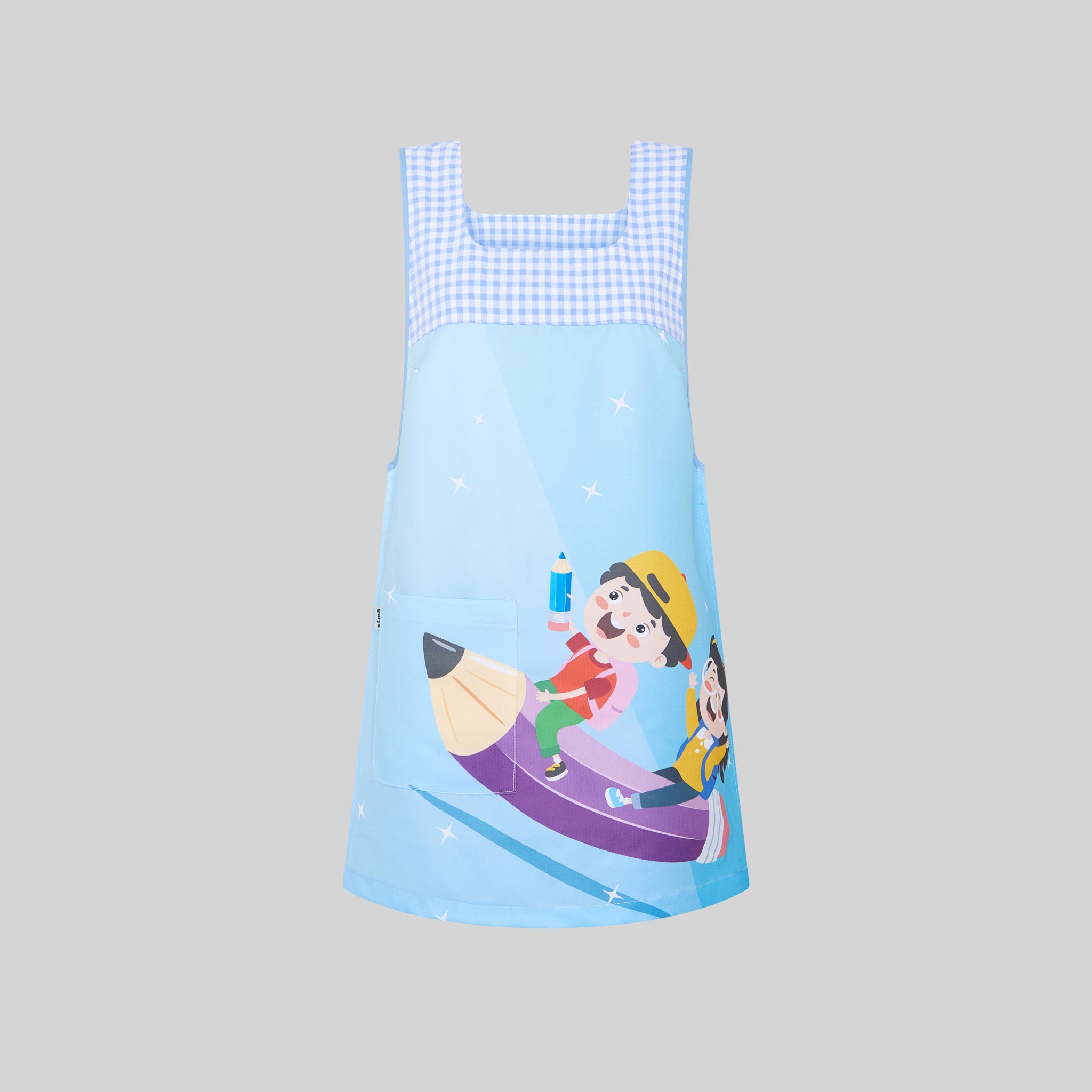 Gary's Children tabard enfant crayon vichy céleste coton