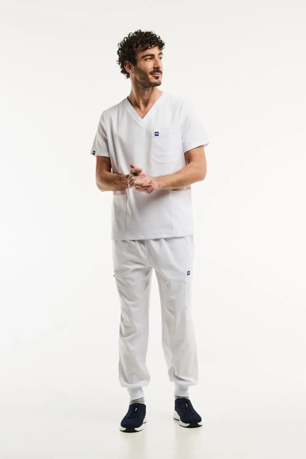 Aelin LUCA Jogger Tenue Médicale Homme Blanc Stretch