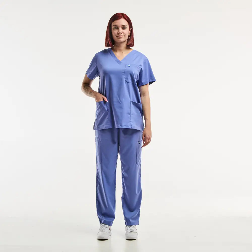 Aelin Emma Tenue médicale femme bleu col V stretch