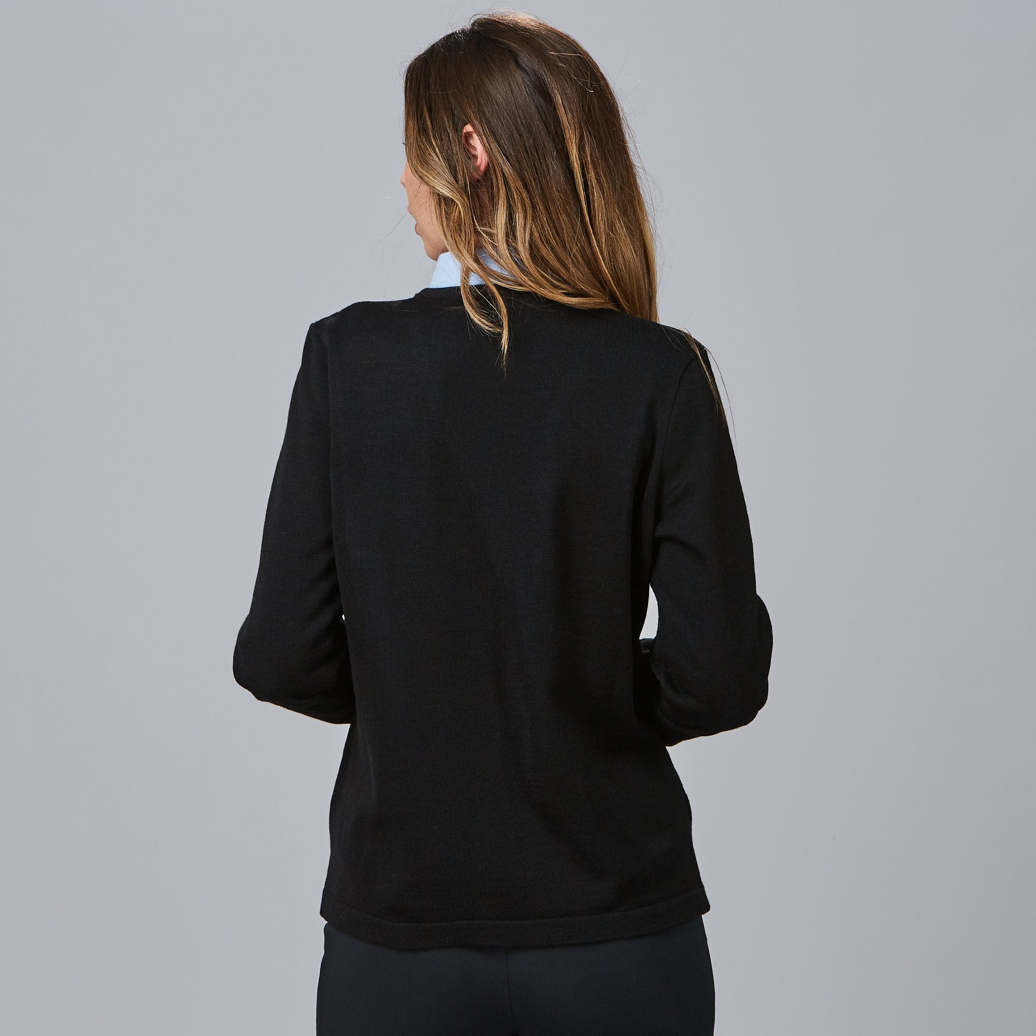 GARY'S Cardigan gilet de travail femme noir laine mérinos